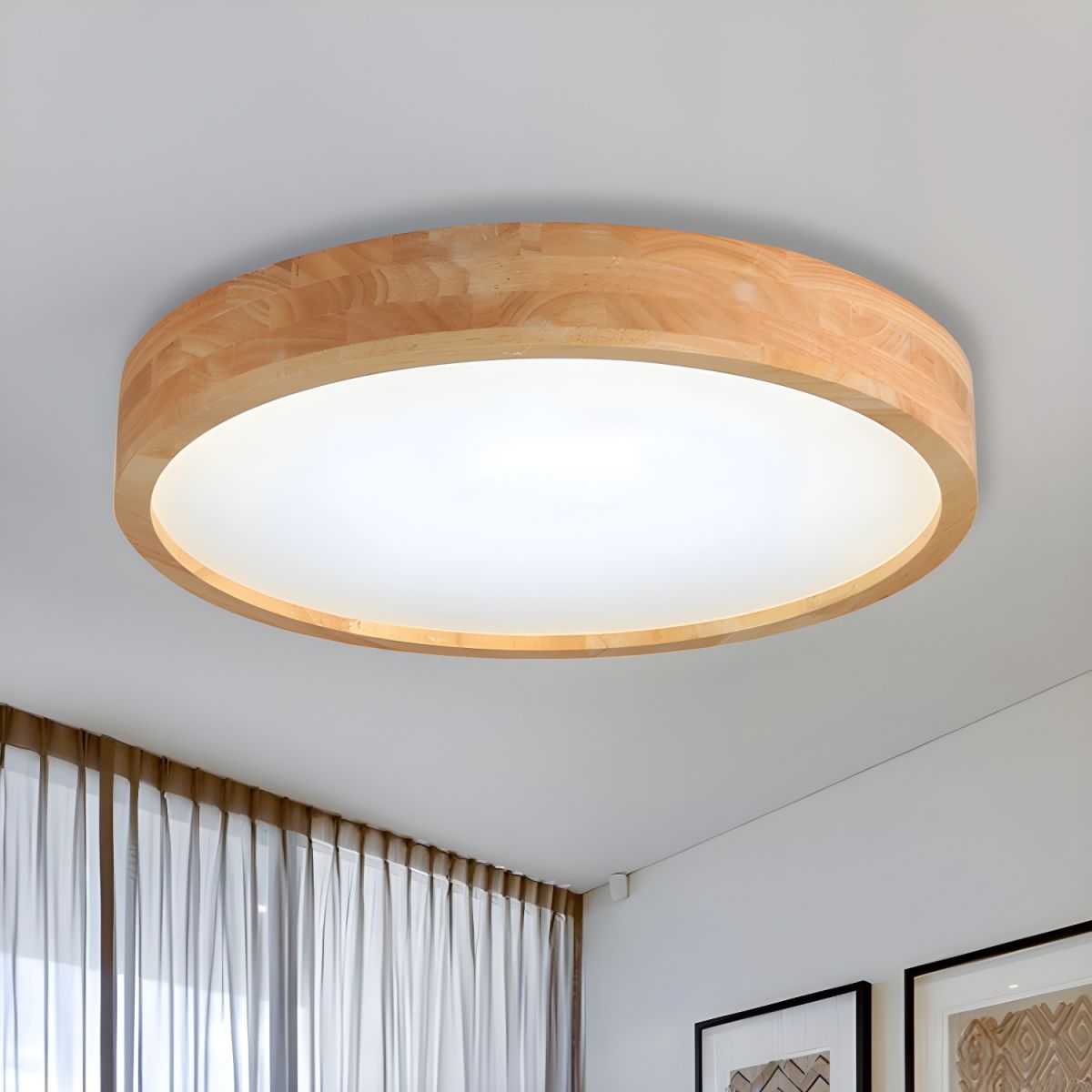 Round Wood LED Ceiling Light Flush Mount Nordic Style | Delune