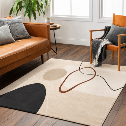 Rug with Colour Block Design Scandinavian Area Rug | Calvera