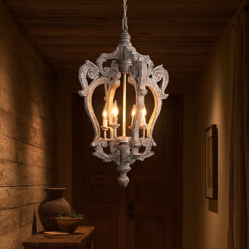 Rustic Distressed Wood Pendant Ceiling Light Hanging | Marora