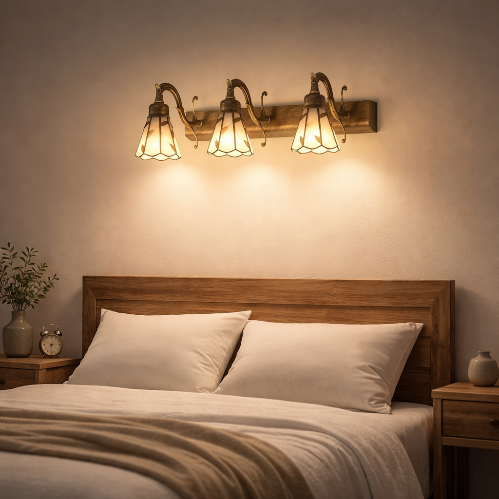 Rustic Stained Glass Leaf Vanity Wall Light Fixture | Luvida