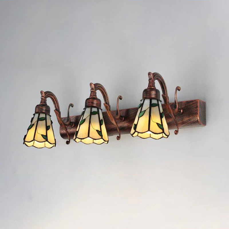 Rustic Stained Glass Leaf Vanity Wall Light Fixture | Luvida