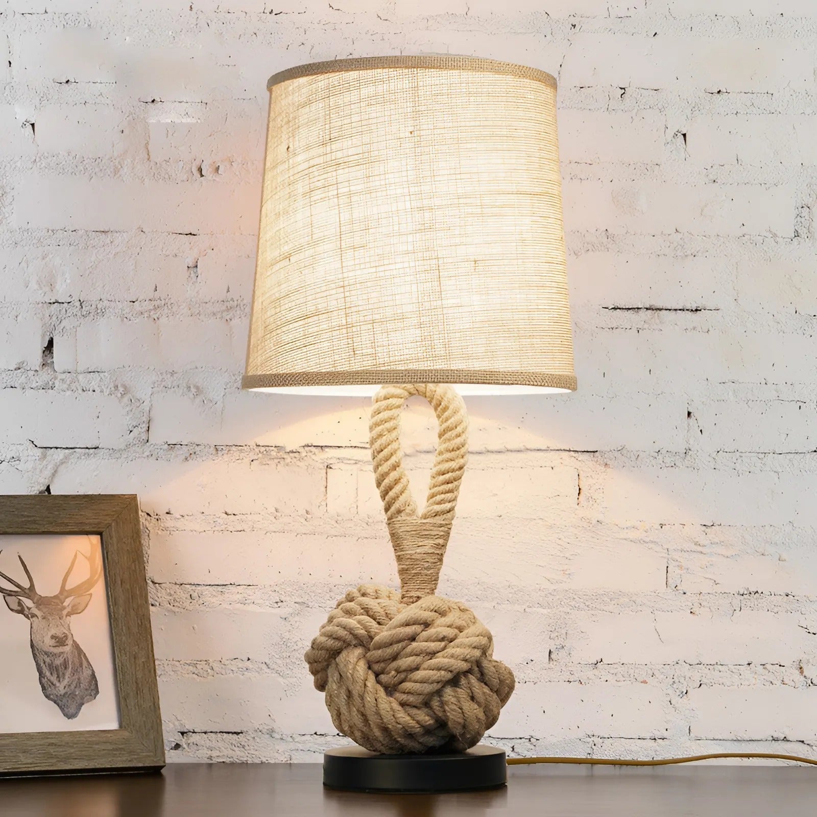 Rustic Table Lamp with Linen Shade | Norvale