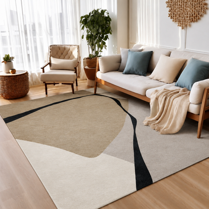 Scandinavian Colour Block Area Rug Non Slip Polyester | Miresto