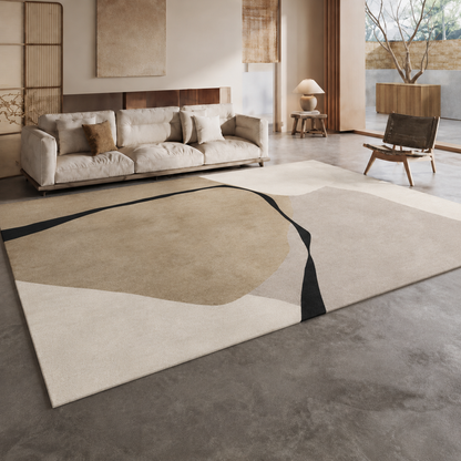 Scandinavian Colour Block Area Rug Non Slip Polyester | Miresto