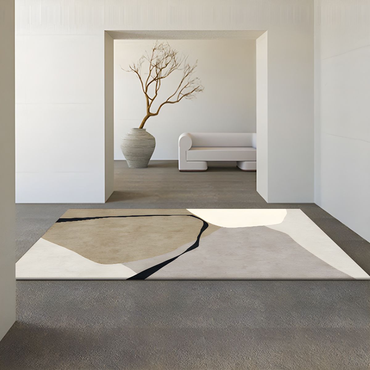Scandinavian Colour Block Area Rug Non Slip Polyester | Miresto