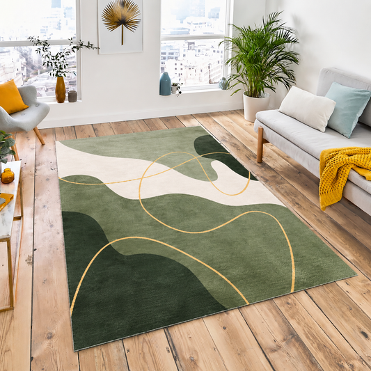 Scandinavian Colour Block Polyester Area Rug Non Slip | Navelis