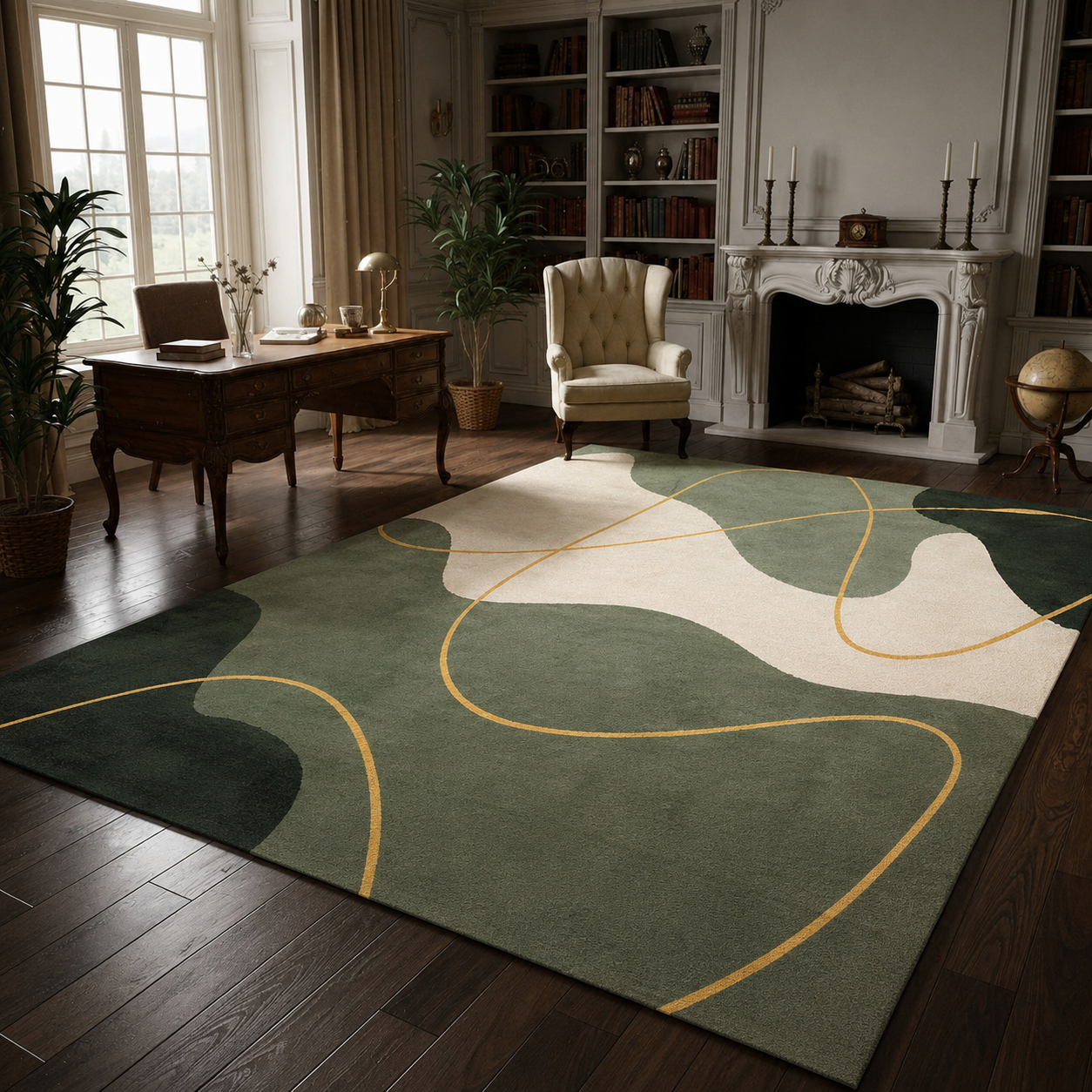 Scandinavian Colour Block Polyester Area Rug Non Slip | Navelis