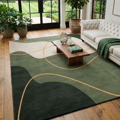 Scandinavian Colour Block Polyester Area Rug Non Slip | Navelis