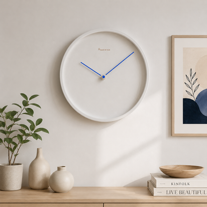 Scandinavian Minimalist Wall Clock Silent Quartz Round | Tavinor