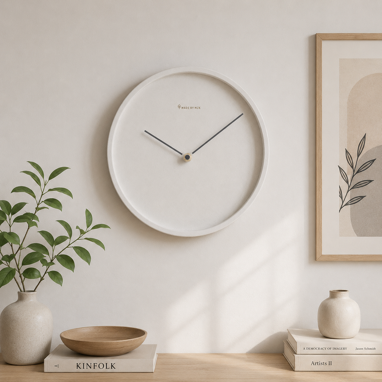 Scandinavian Minimalist Wall Clock Silent Quartz Round | Tavinor