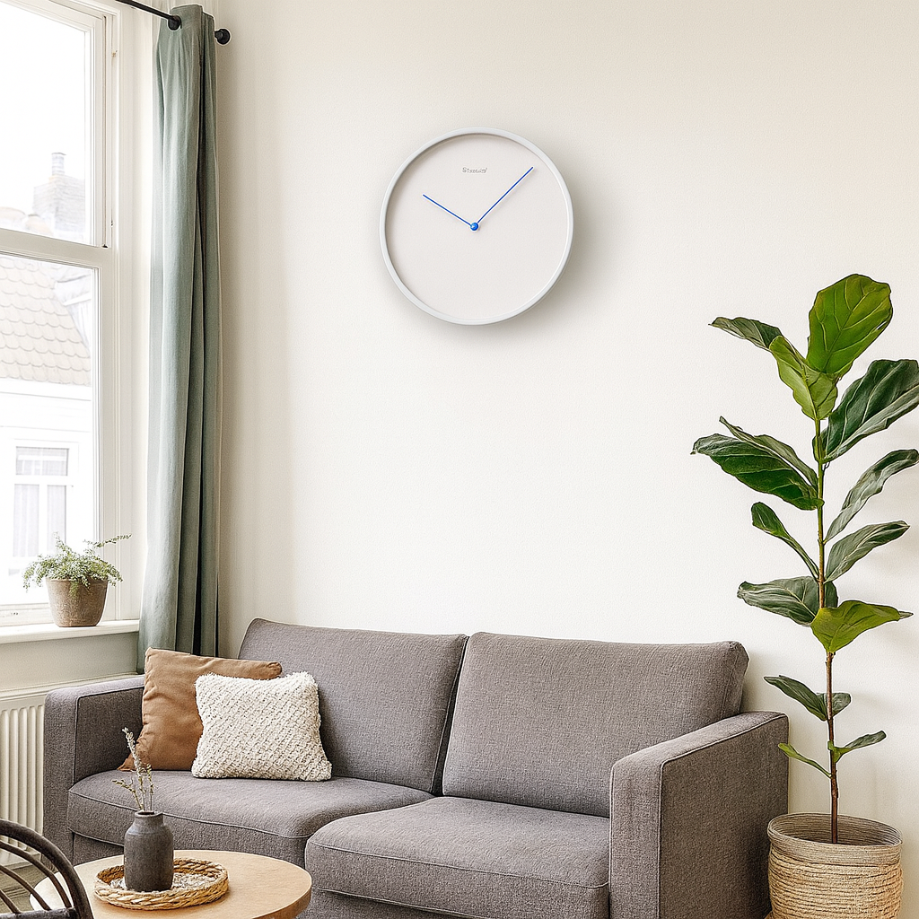 Scandinavian Minimalist Wall Clock Silent Quartz Round | Tavinor