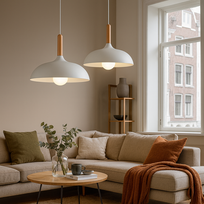 Scandinavian Oak Pendant Light Minimalist Metal Design | Zerova