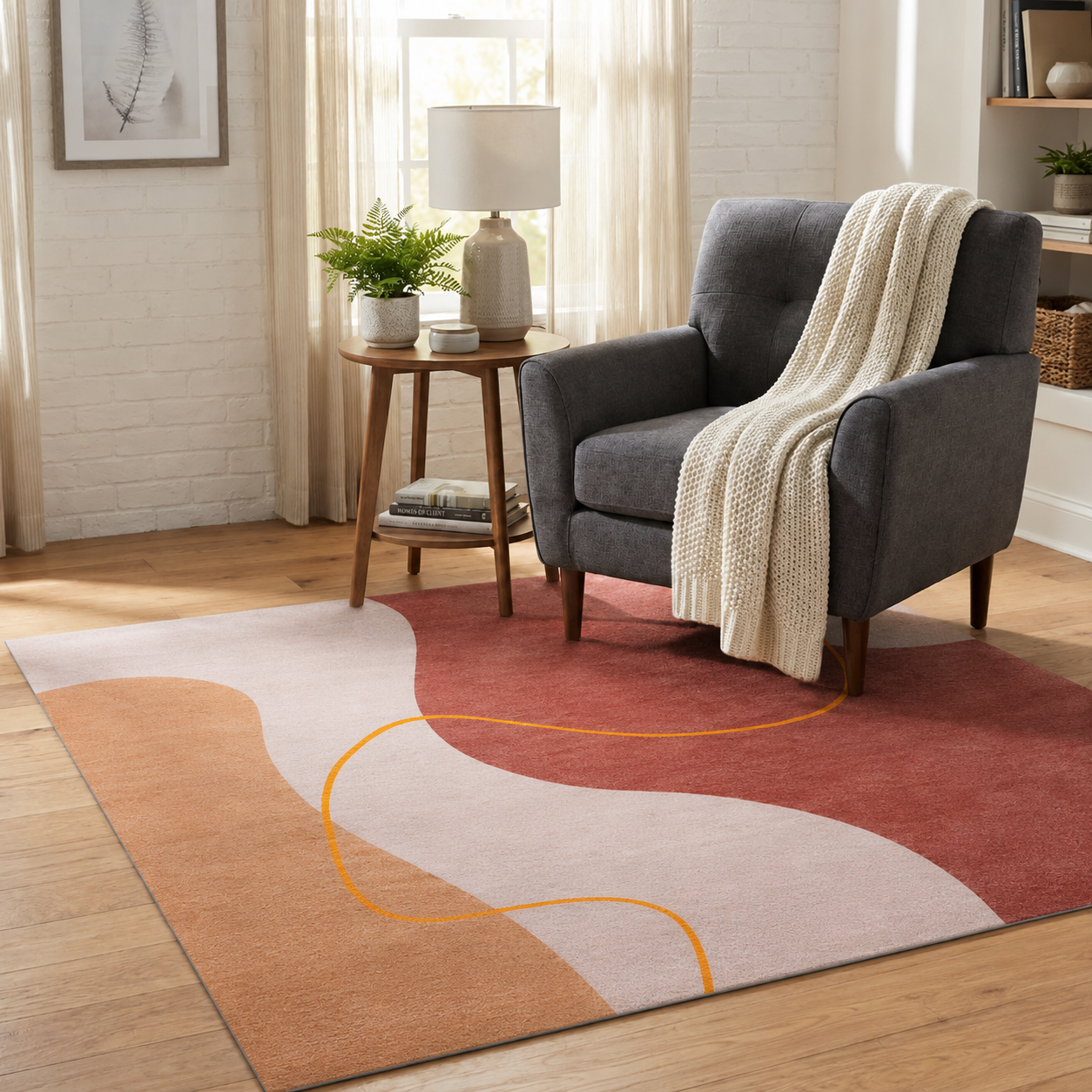Scandinavian Polyester Rug with Non Slip Backing | Brimsel