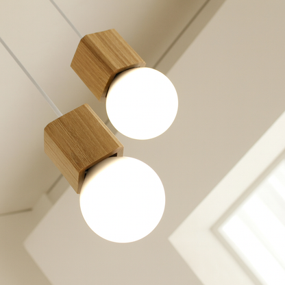 Scandinavian Wooden Cube Pendant Light Interior | Navirox