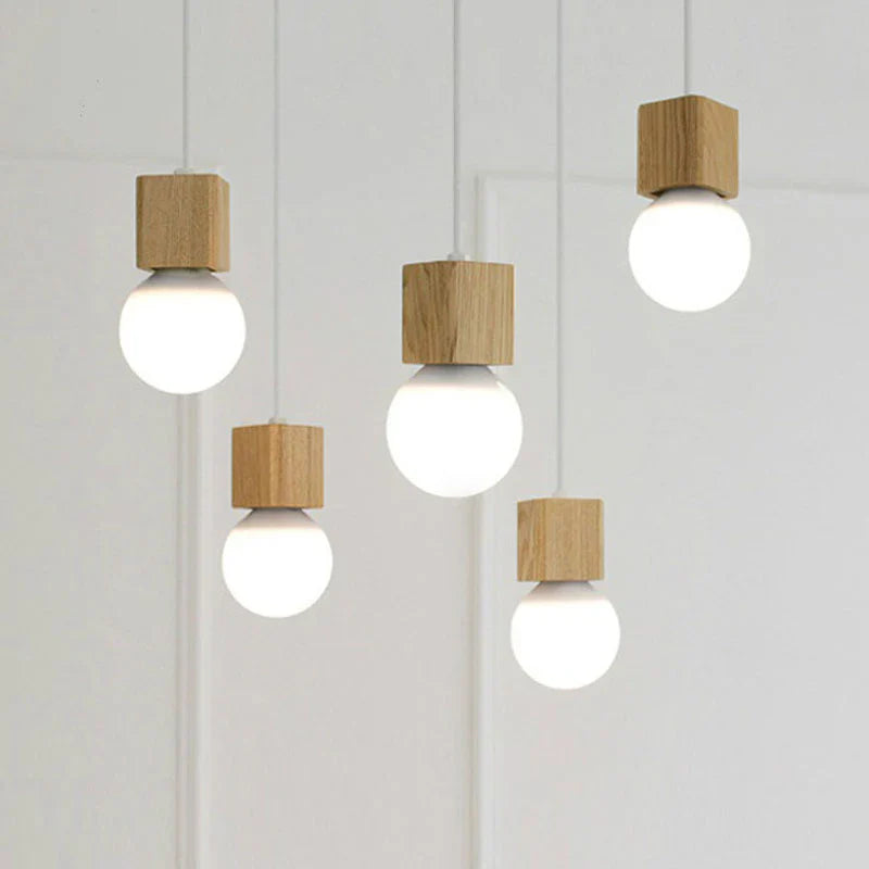 Scandinavian Wooden Cube Pendant Light Interior | Navirox