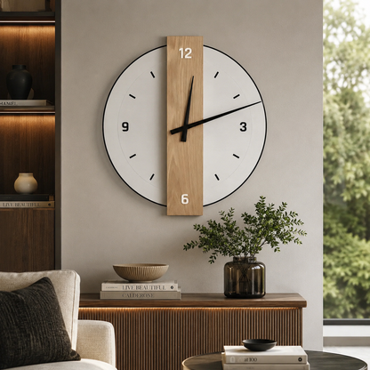 Scandinavian Wooden Wall Clock For Living Room Decor | Norvica