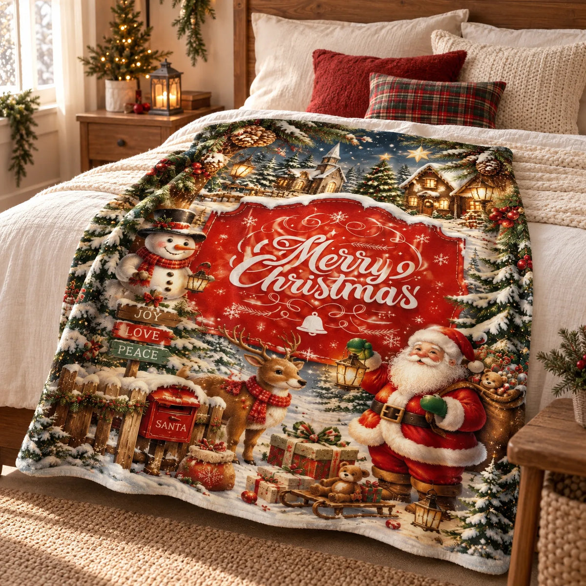 Seasonal Christmas Holiday Fleece Throw Blanket
