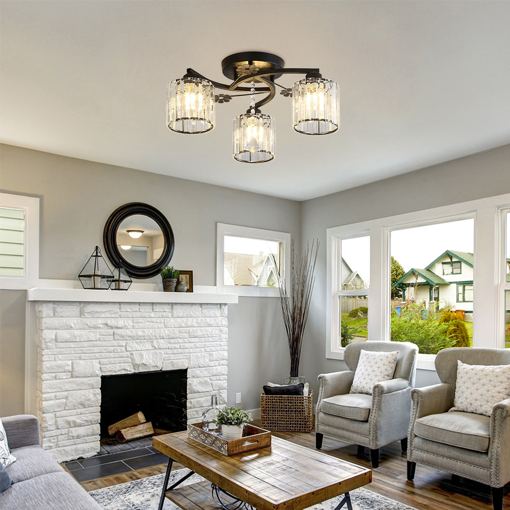 Semi Flush Crystal Ceiling Light for Home Lighting | Nordir