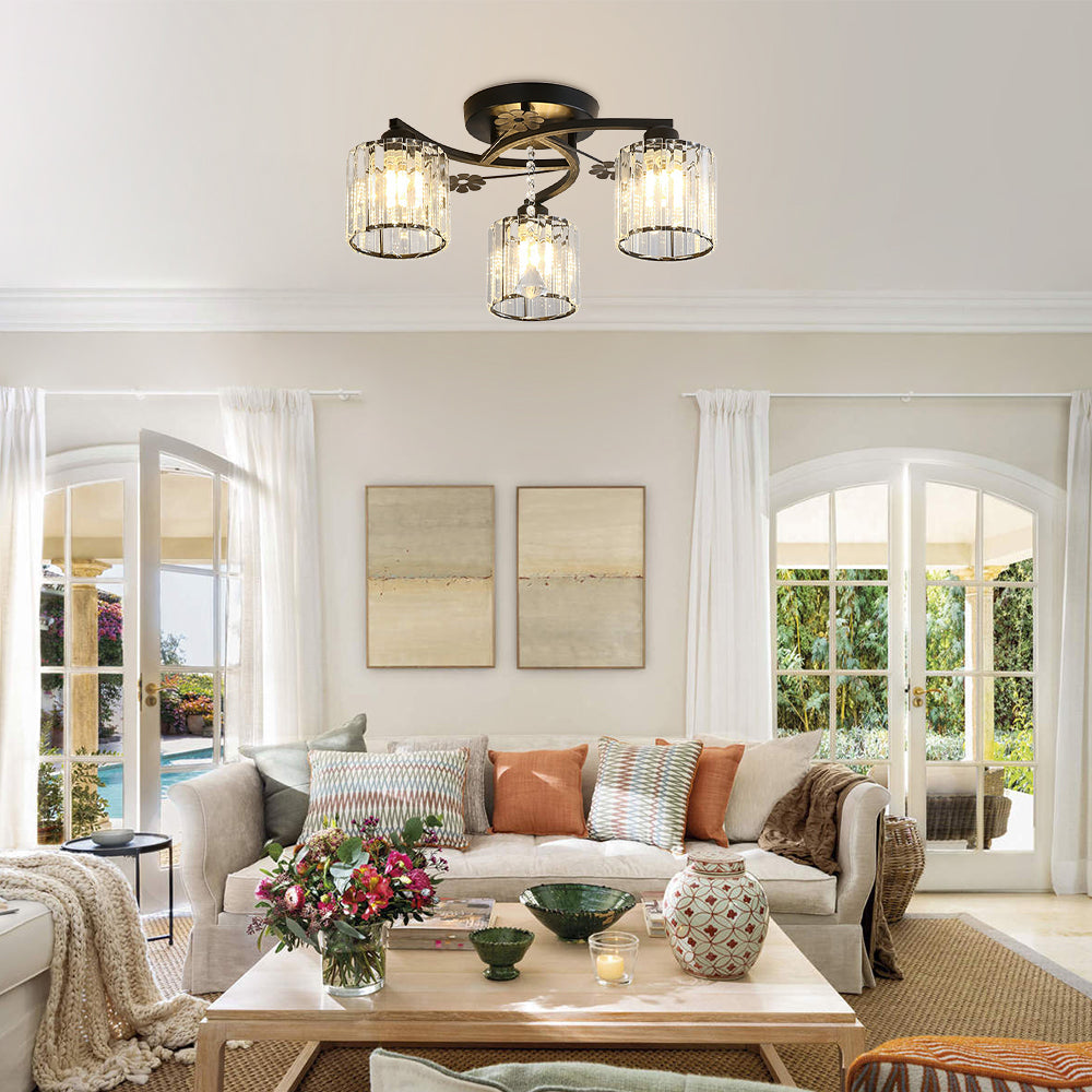 Semi Flush Crystal Ceiling Light for Home Lighting | Nordir