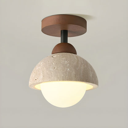 Semi Flush Japanese Ceiling Light White Glass Wood | Seliro