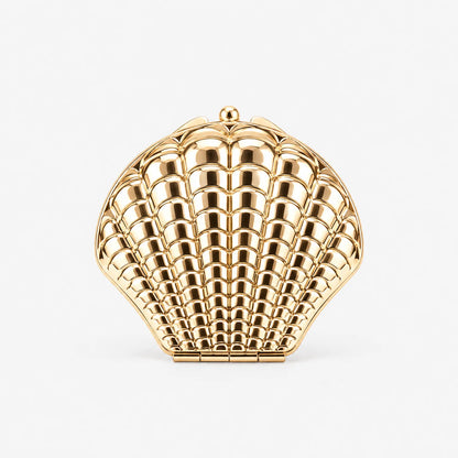 Shell Shaped Vanity Mirror with Compact Folding Design