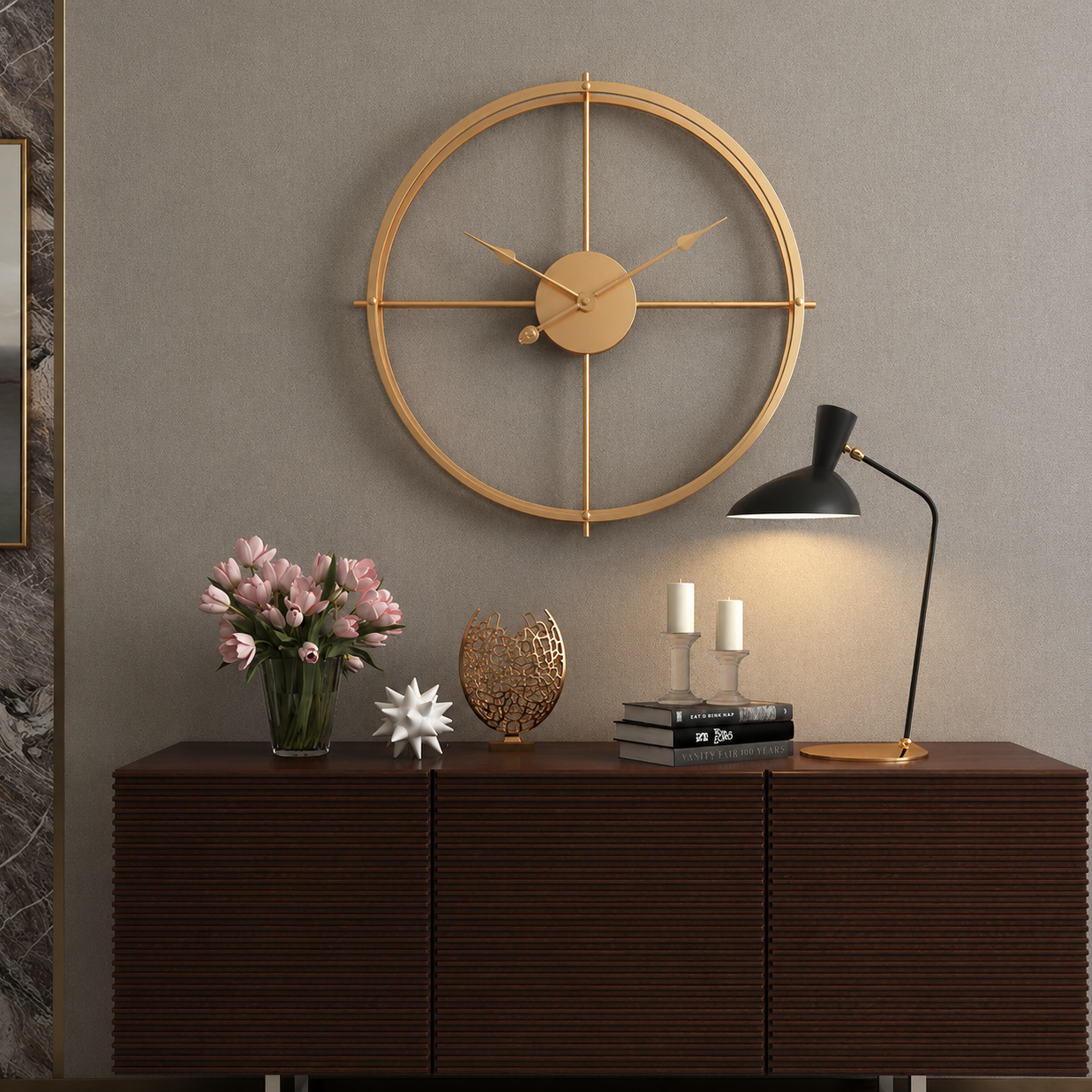 Silent Oversized Iron Frame Double Sided Wall Clock | Brevano