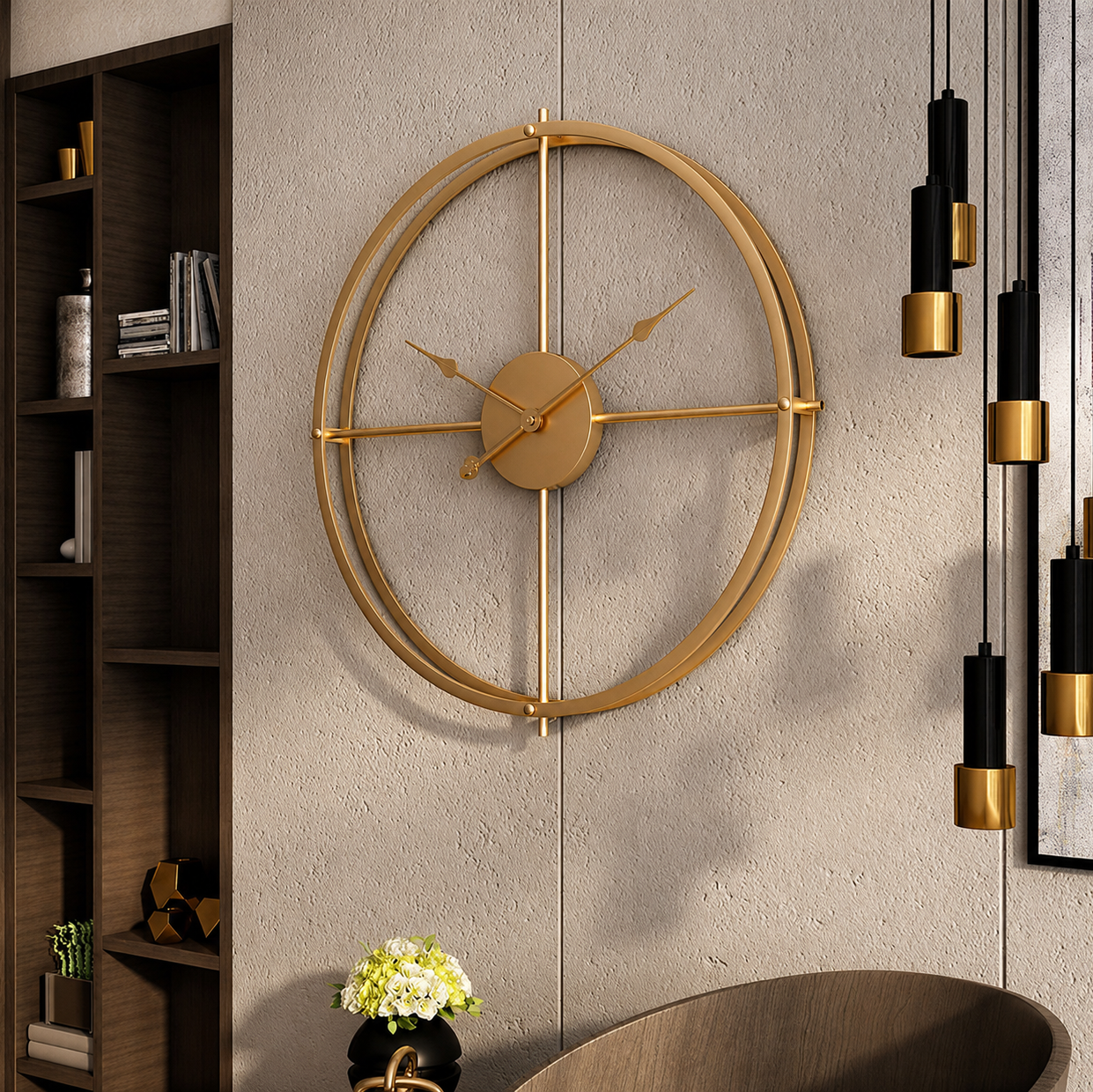 Silent Oversized Iron Frame Double Sided Wall Clock | Brevano