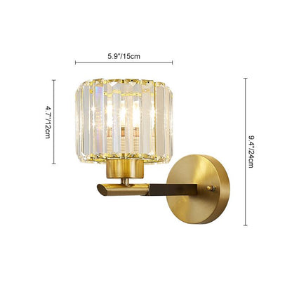 Single Light Clear Crystal Wall Sconce Brass Finish | Zoreli