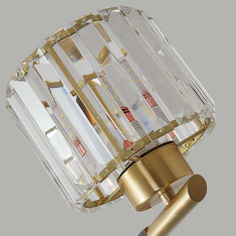 Single Light Clear Crystal Wall Sconce Brass Finish | Zoreli