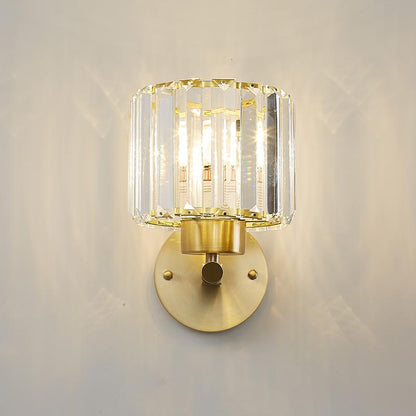 Single Light Clear Crystal Wall Sconce Brass Finish | Zoreli