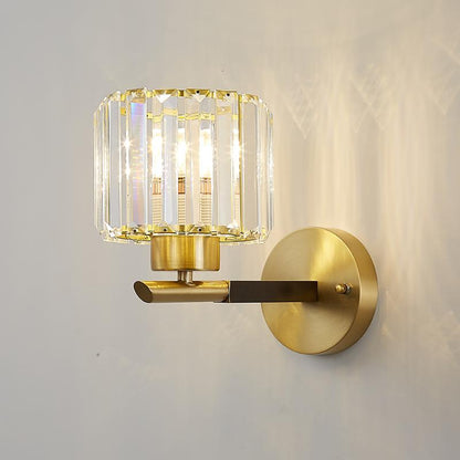 Single Light Clear Crystal Wall Sconce Brass Finish | Zoreli