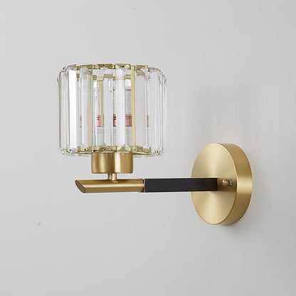 Single Light Clear Crystal Wall Sconce Brass Finish | Zoreli