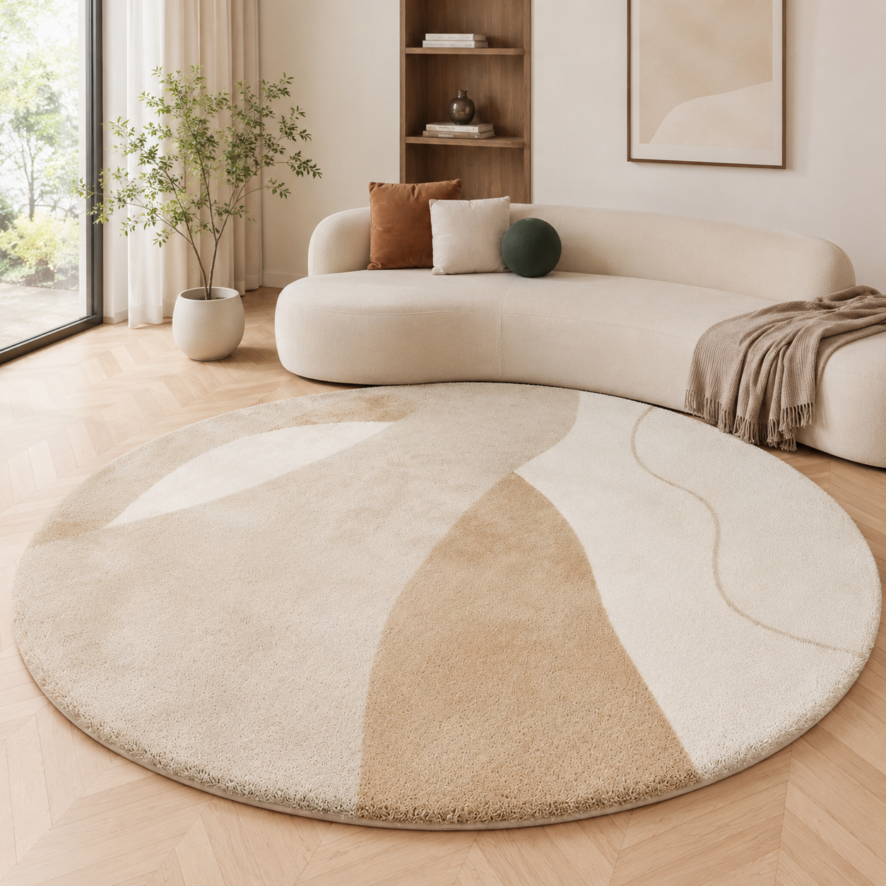 Soft Lambswool Round Area Rug Modern Nordic Style | Mavindo