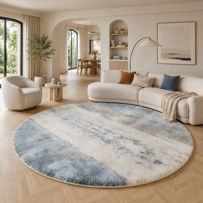 Soft Lambswool Round Rug Modern Nordic Abstract | Lavorne