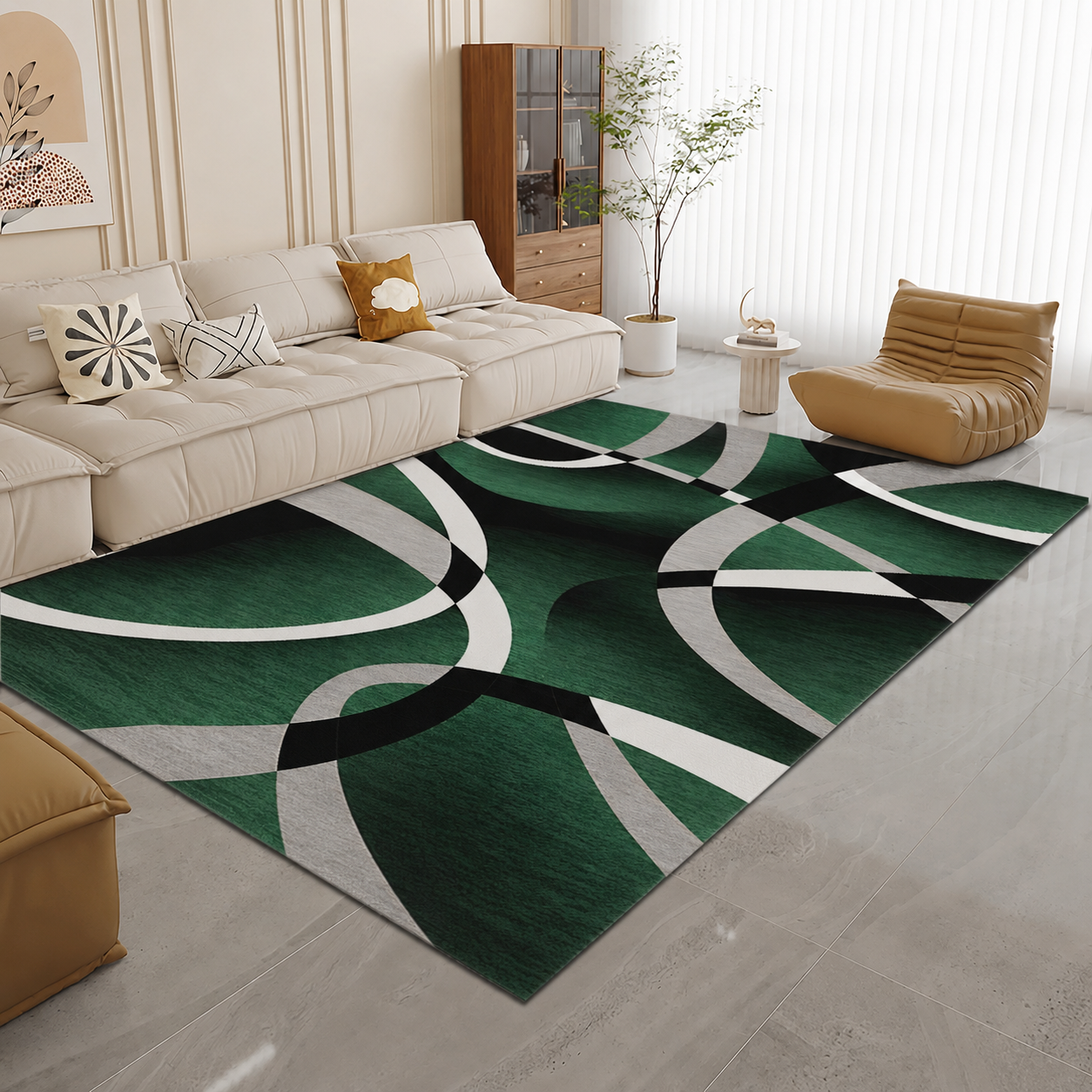 Soft Polyester Geometric Contemporary Style Rug | Verlanto