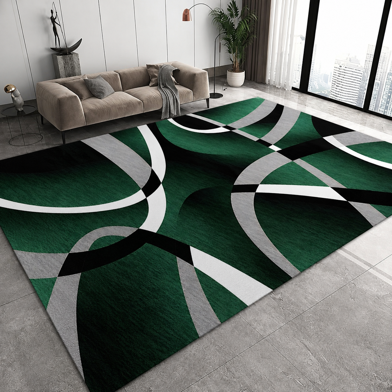 Soft Polyester Geometric Contemporary Style Rug | Verlanto