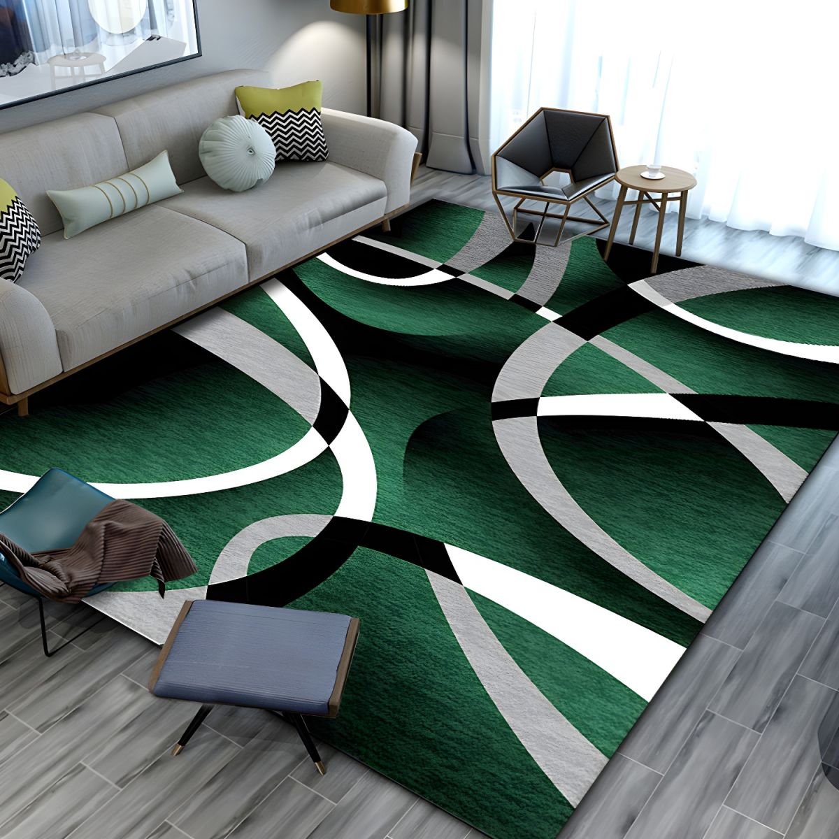Soft Polyester Geometric Contemporary Style Rug | Verlanto