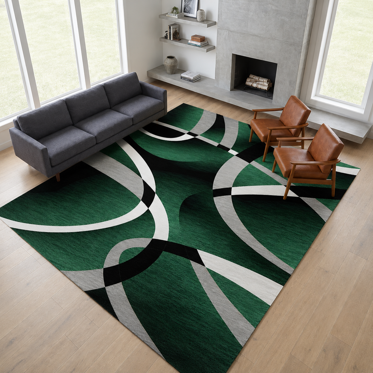 Soft Polyester Geometric Contemporary Style Rug | Verlanto