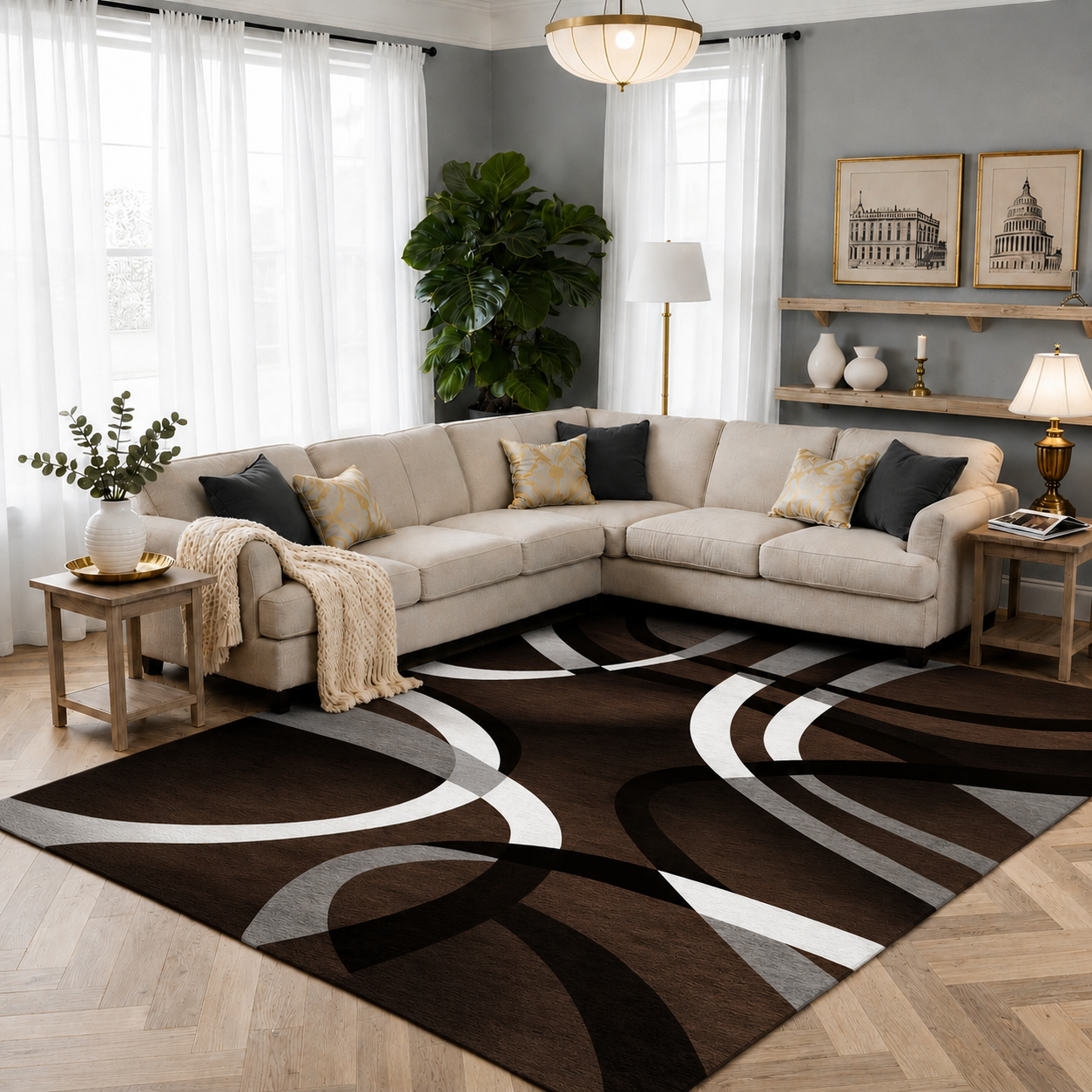 Soft Texture Minimalist Geometric Rectangular Rug | Tervelo