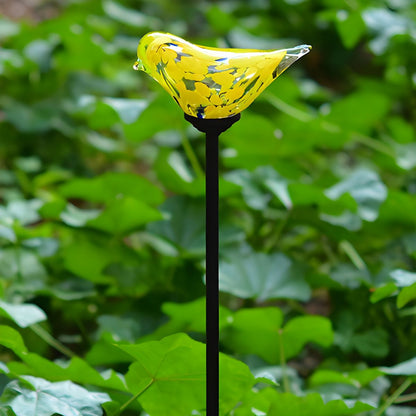 Solar Garden Stake Lamp with Glass Birds Outdoor Light | Florixa