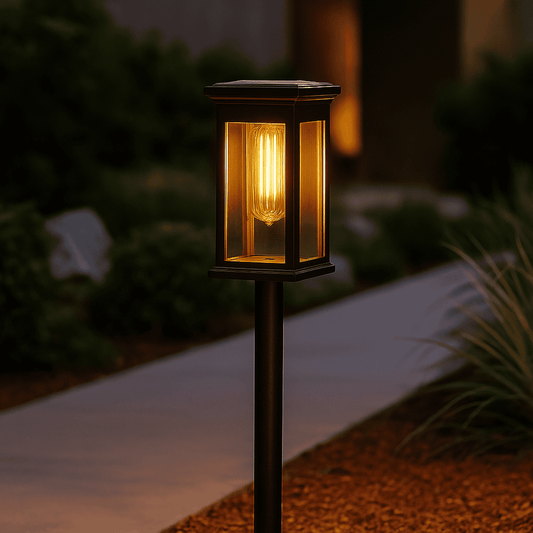 Solar LED Outdoor Path Lantern Light ABS Black | Orveta