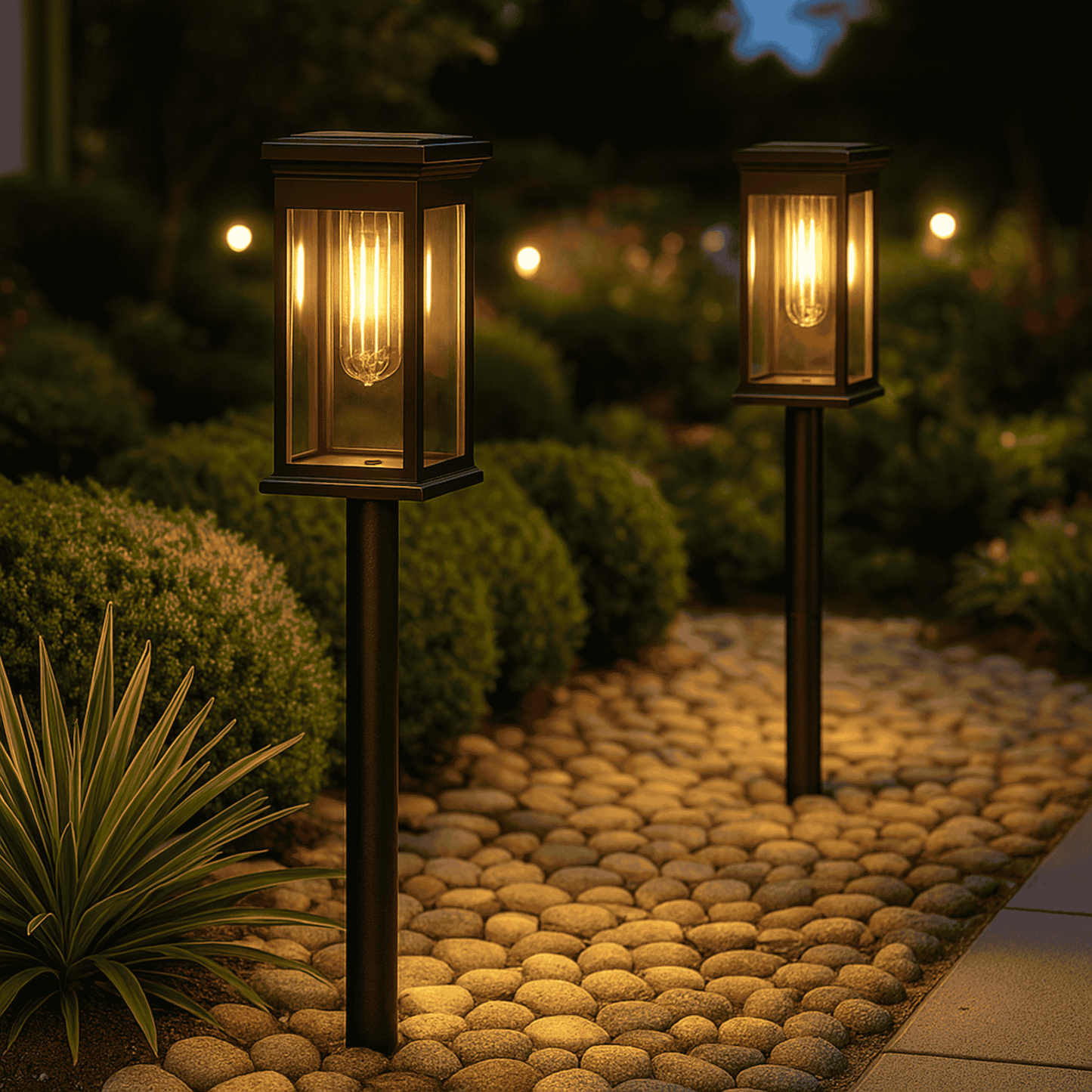 Solar LED Outdoor Path Lantern Light ABS Black | Orveta