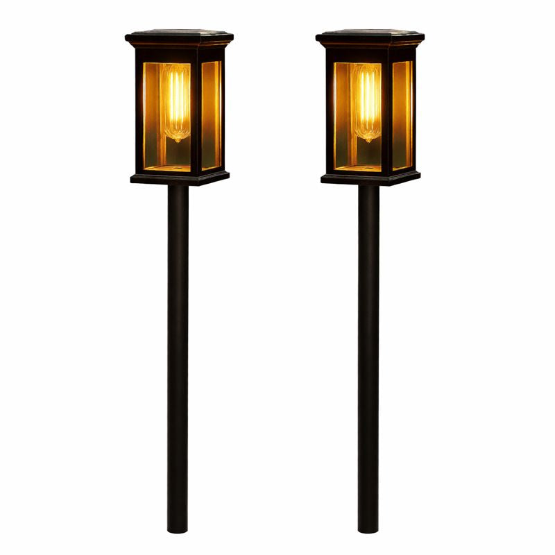 Solar LED Outdoor Path Lantern Light ABS Black | Orveta