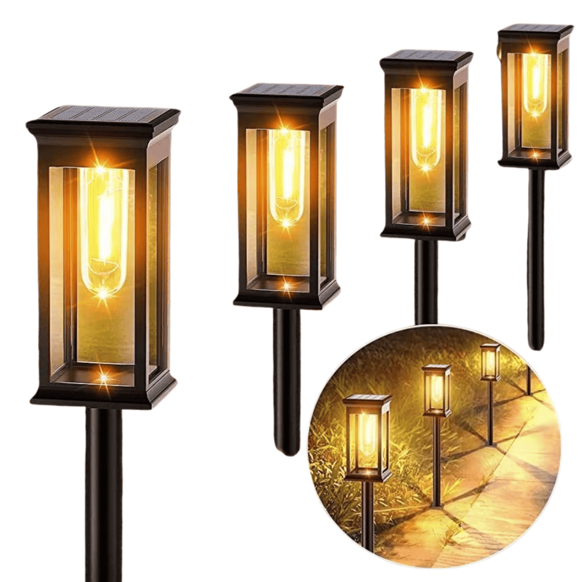 Solar LED Outdoor Path Lantern Light ABS Black | Orveta