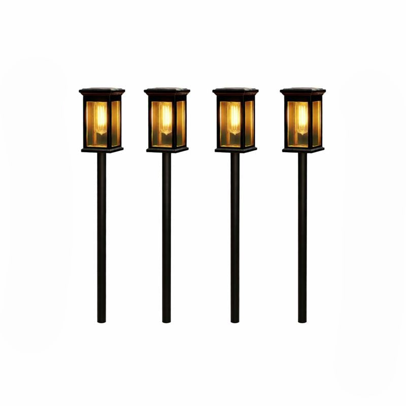 Solar LED Outdoor Path Lantern Light ABS Black | Orveta