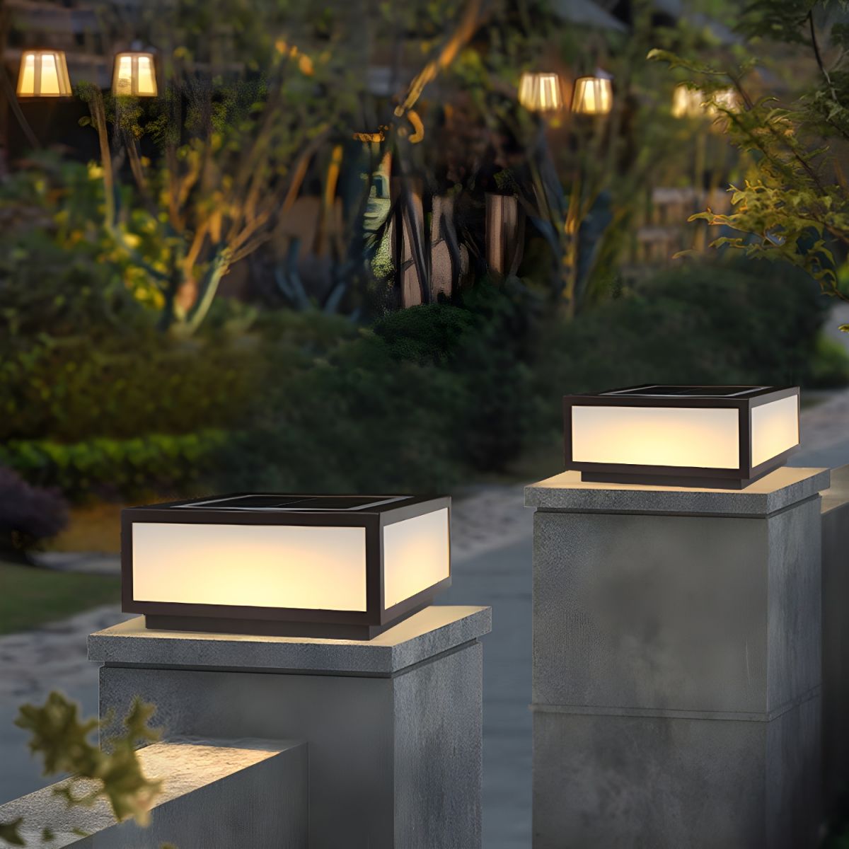 Solar LED Outdoor Pillar Light Black Acrylic Shade | Orlenae