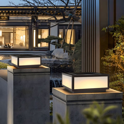 Solar LED Outdoor Pillar Light Black Acrylic Shade | Orlenae