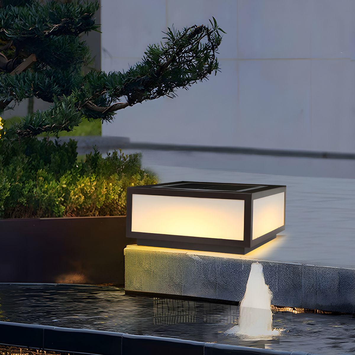 Solar LED Outdoor Pillar Light Black Acrylic Shade | Orlenae