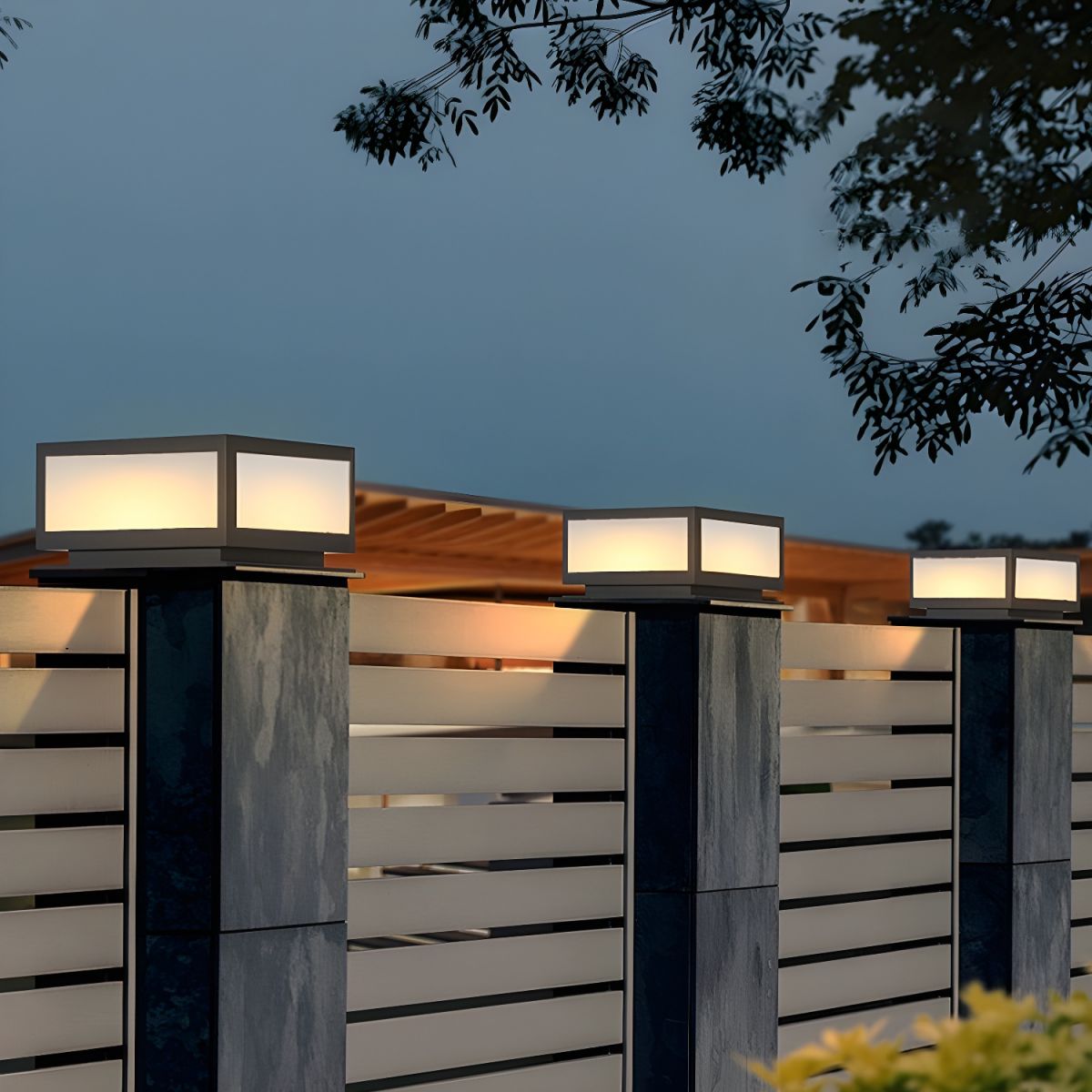 Solar LED Outdoor Pillar Light Black Acrylic Shade | Orlenae