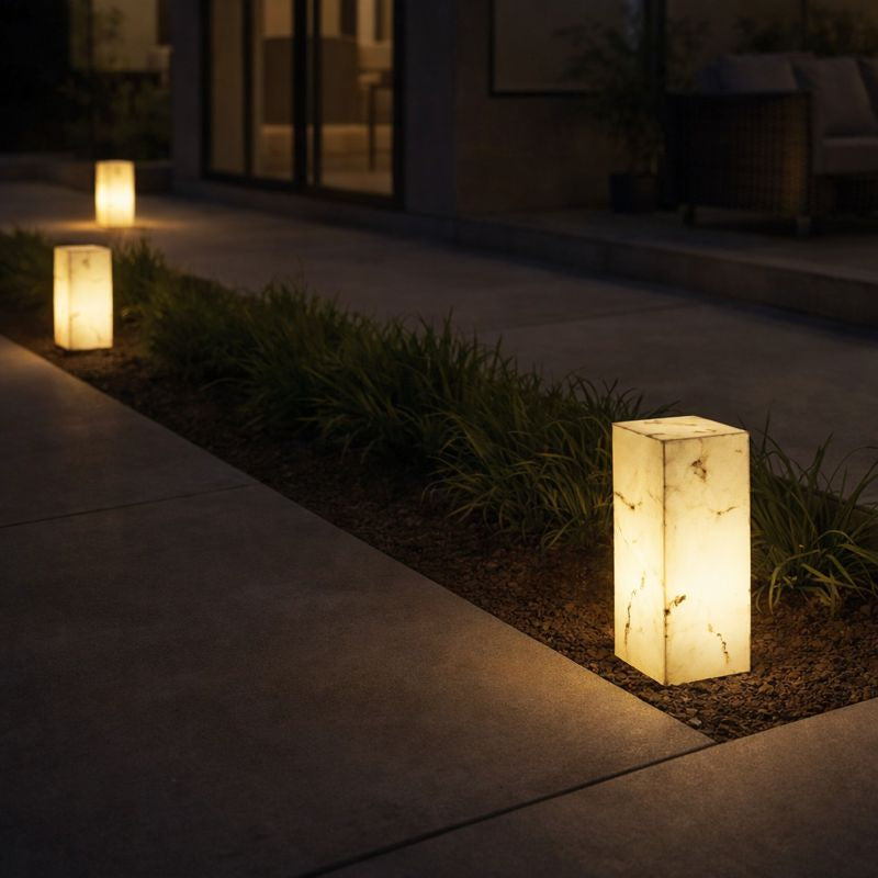Solar Marble Cube Garden Outdoor Light Modern Design | Ilvenco